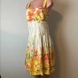 Madison Leigh Women’s Floral Fit & Flare Dress Elastic Back wide strap Size 10
